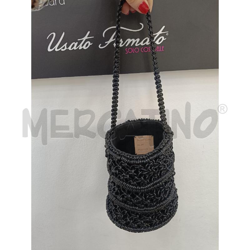 BORSA DONNA MAISON NH PARIS NERA INTRECCI | Mercatino dell'Usato Roma gregorio vii 1