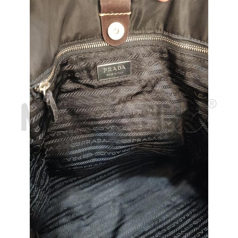 BORSA DONNA PRADA NERA NYLON ANGOLI MARRONE | Mercatino dell'Usato Roma gregorio vii 3