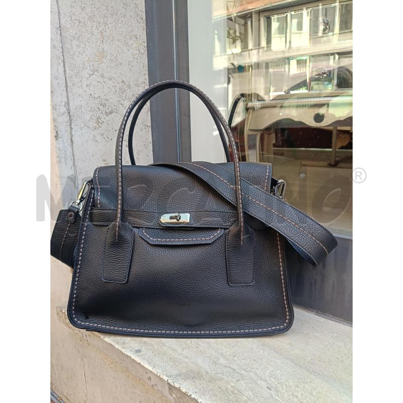 BORSA DONNA VISONA NERA IMPUNTURE GRIGIE | Mercatino dell'Usato Roma gregorio vii 1