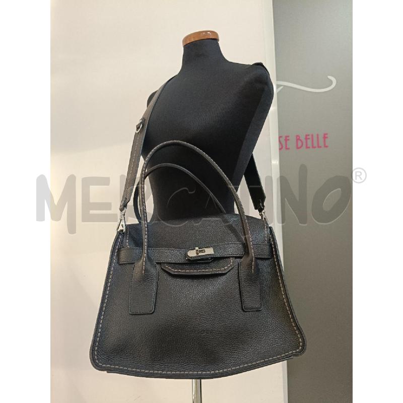 BORSA DONNA VISONA NERA IMPUNTURE GRIGIE | Mercatino dell'Usato Roma gregorio vii 4