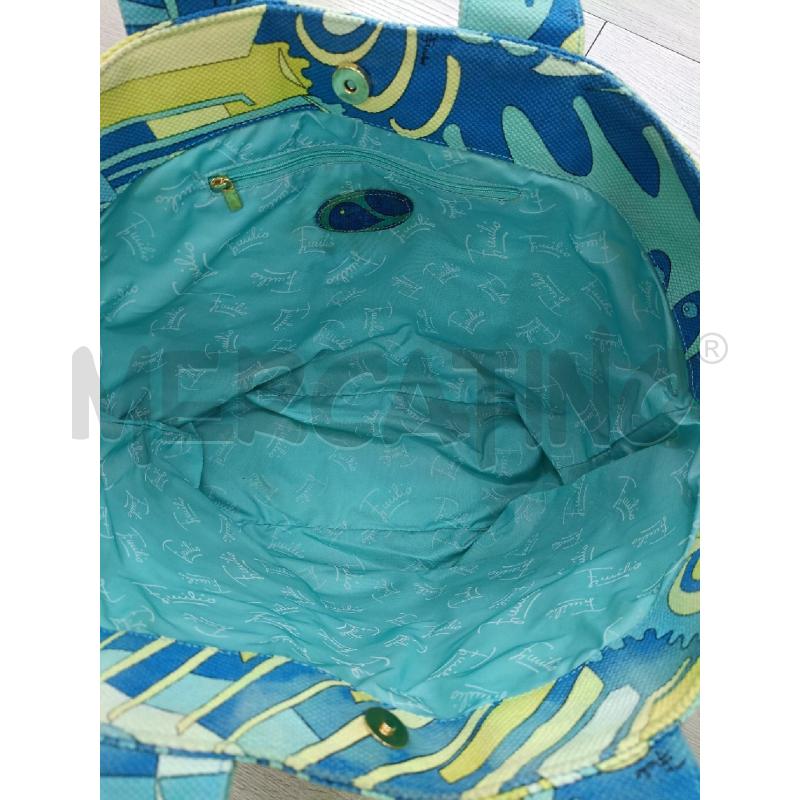 BORSA EMILIO PUCCI CELESTE GIALLA FANTASIA  | Mercatino dell'Usato Roma gregorio vii 4