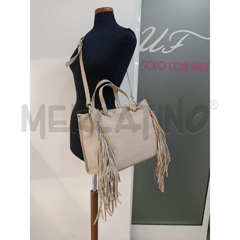 BORSA FARENELLA BEIGE PELLE FRANGE | Mercatino dell'Usato Roma gregorio vii 4
