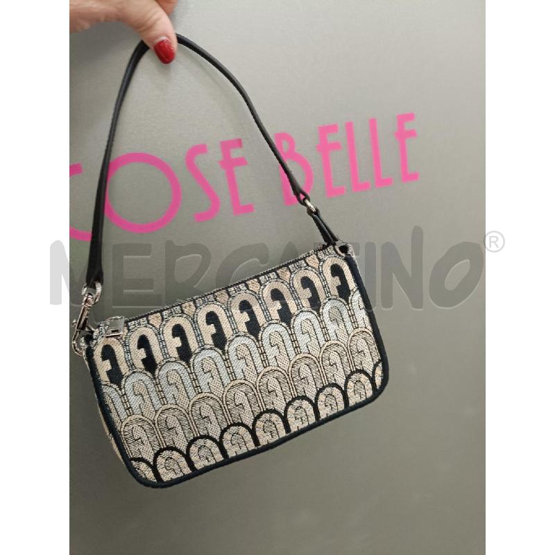 BORSA FURLA MINI TESSUTO JACQUARD BEIGE NERA | Mercatino dell'Usato Roma gregorio vii 1