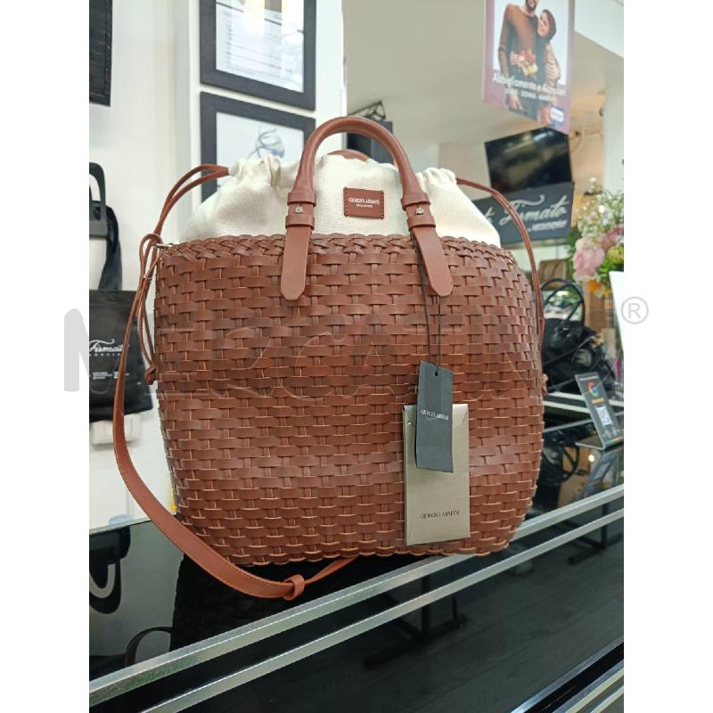 BORSA GIORGIO ARMANI MARRONE PELLE INTRECCI | Mercatino dell'Usato Roma gregorio vii 1