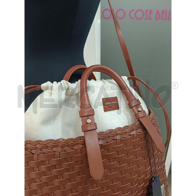 BORSA GIORGIO ARMANI MARRONE PELLE INTRECCI | Mercatino dell'Usato Roma gregorio vii 3