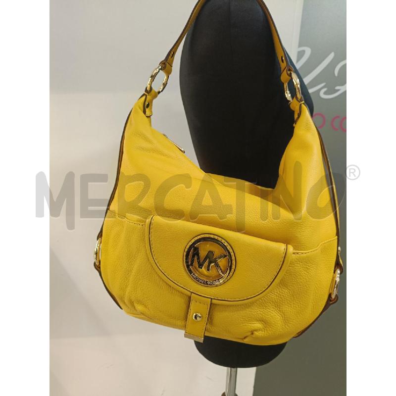 BORSA MICHAEL KORS GIALLA LOGO DORATO TASCA FRONTALE | Mercatino dell'Usato Roma gregorio vii 1
