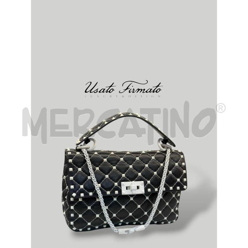 BORSA VALENTINO GARAVANI SPIKE MEDIUM NERA BORCHIE BIANCHE  | Mercatino dell'Usato Roma gregorio vii 1