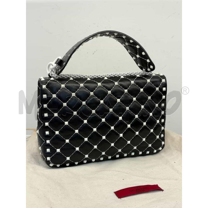 BORSA VALENTINO GARAVANI SPIKE MEDIUM NERA BORCHIE BIANCHE  | Mercatino dell'Usato Roma gregorio vii 3