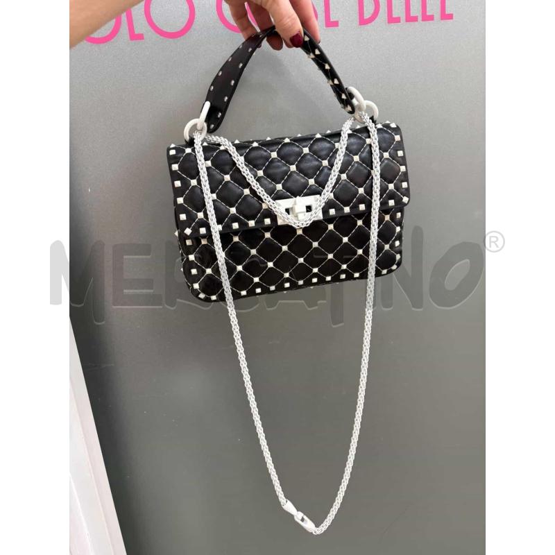 BORSA VALENTINO GARAVANI SPIKE MEDIUM NERA BORCHIE BIANCHE  | Mercatino dell'Usato Roma gregorio vii 5