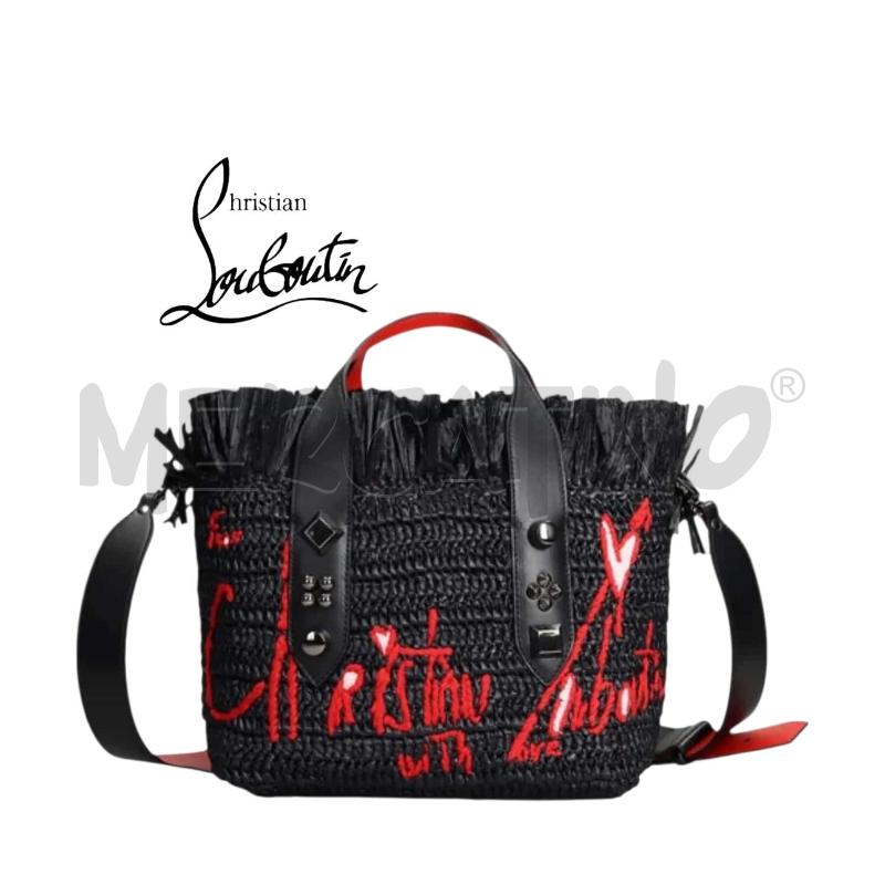 BORSA  CHRISTIAN LOUBOUTIN RAFIA NERA | Mercatino dell'Usato Roma gregorio vii 1