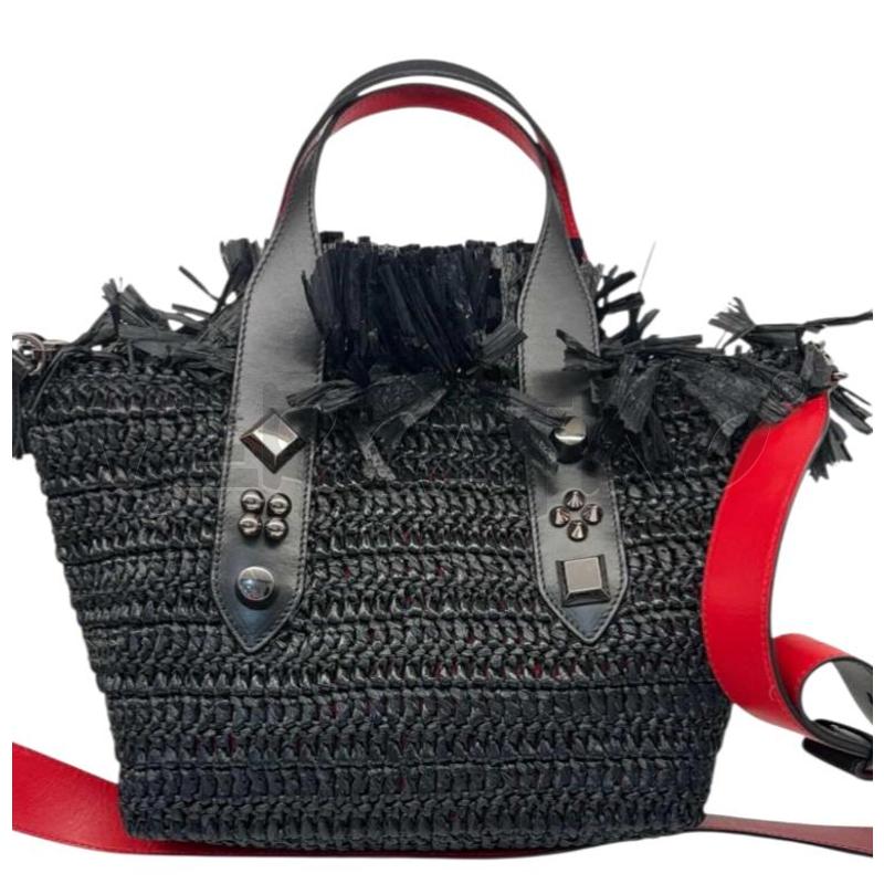 BORSA  CHRISTIAN LOUBOUTIN RAFIA NERA | Mercatino dell'Usato Roma gregorio vii 2