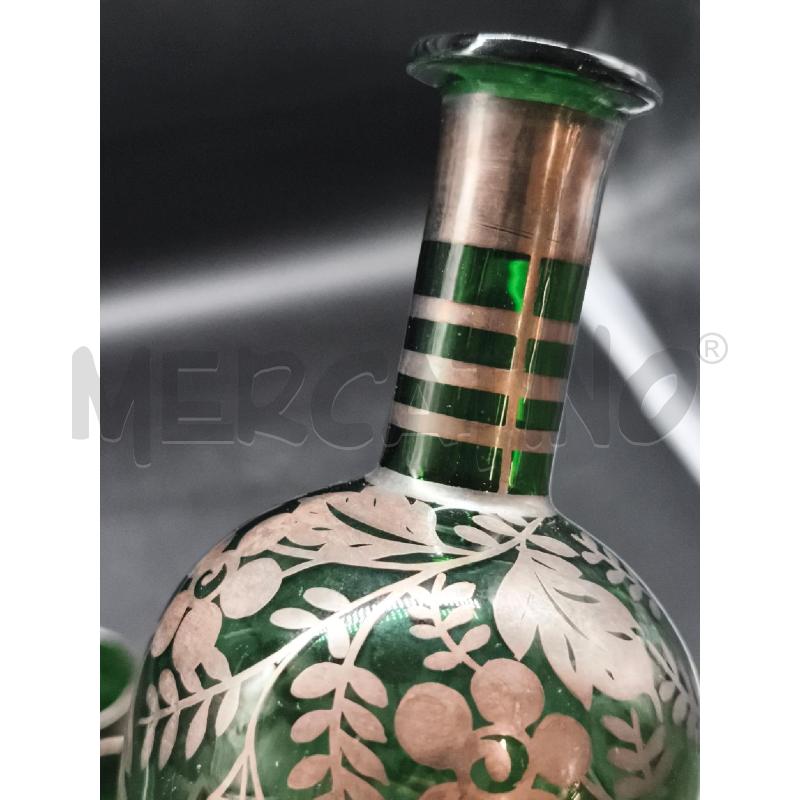 BOTTIGLIA VERDE + 11 BICCHIERINI DEC IN ARG | Mercatino dell'Usato Roma gregorio vii 3