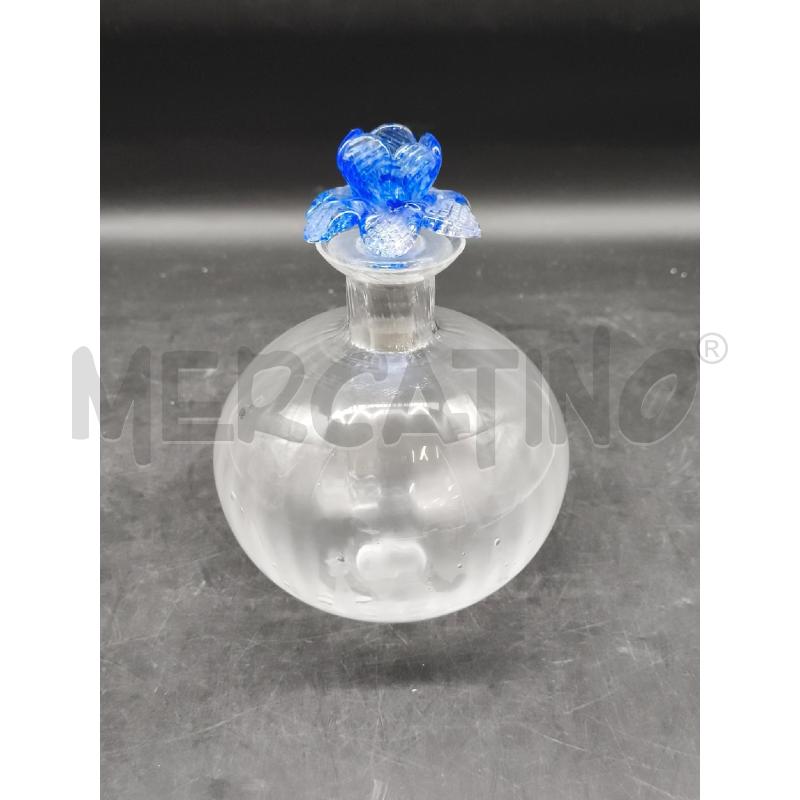 BOTTIGLIA VETRO MURANO TAPPO FIORE BLU  | Mercatino dell'Usato Roma gregorio vii 1