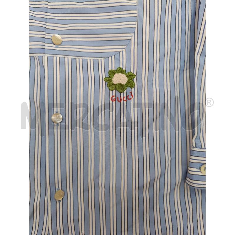 CAMICIA BAMBINO GUCCI CELESTE RIGHE BIANCHE FIORE | Mercatino dell'Usato Roma gregorio vii 1