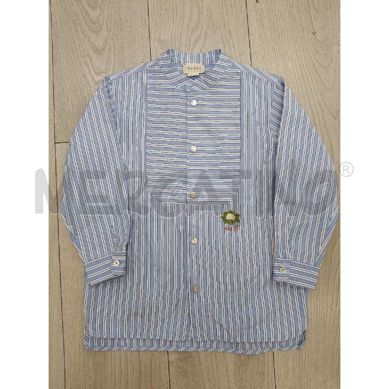 CAMICIA BAMBINO GUCCI CELESTE RIGHE BIANCHE FIORE | Mercatino dell'Usato Roma gregorio vii 2