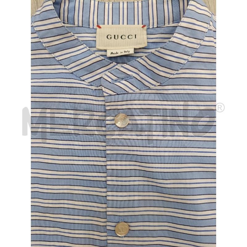 CAMICIA BAMBINO GUCCI CELESTE RIGHE BIANCHE FIORE | Mercatino dell'Usato Roma gregorio vii 3