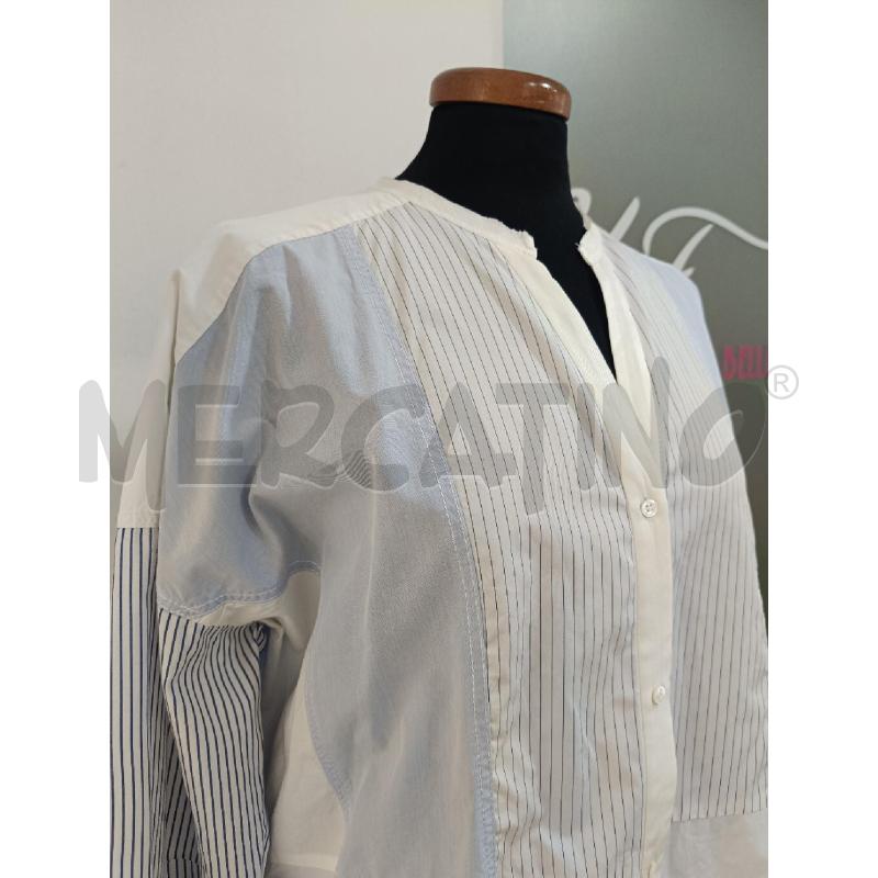CAMICIA DONNA SANDRO BIANCA RIGHE PATCHWORK COTONE | Mercatino dell'Usato Roma gregorio vii 2