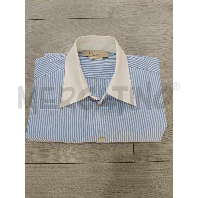 CAMICIA GUCCI UNIFORM GESSATA CELESTE BIANCA  | Mercatino dell'Usato Roma gregorio vii 1