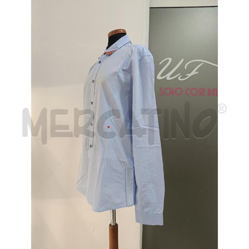 CAMICIA UOMO MOSCHINO CELESTE COLLO A RIGHE  | Mercatino dell'Usato Roma gregorio vii 2