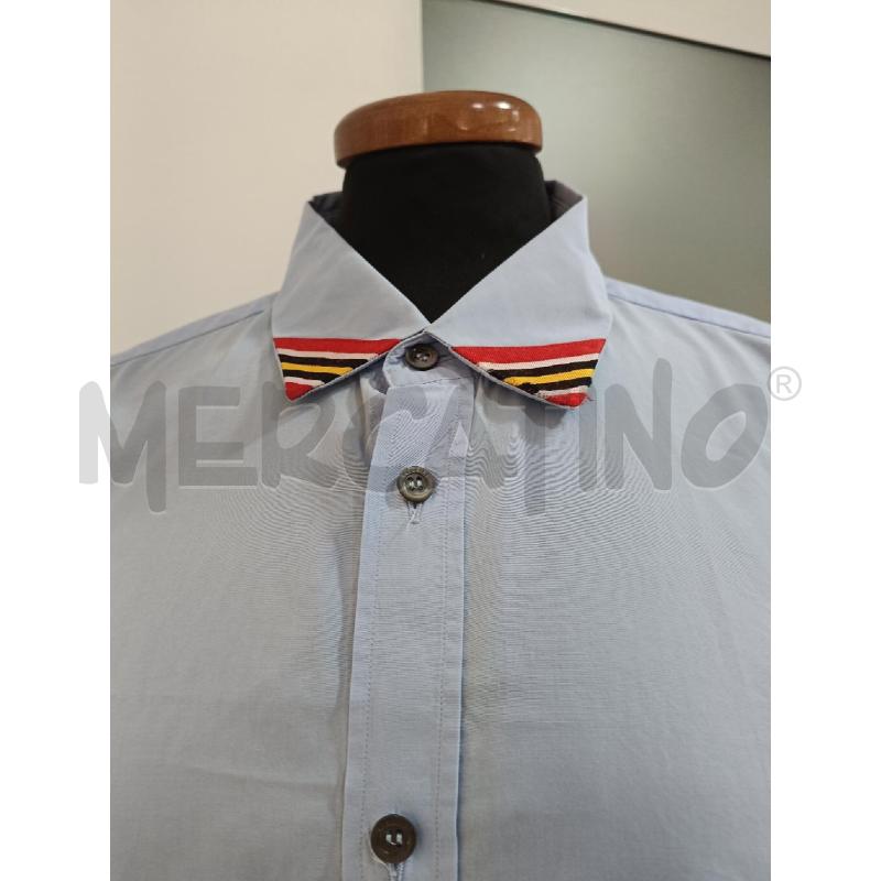 CAMICIA UOMO MOSCHINO CELESTE COLLO A RIGHE  | Mercatino dell'Usato Roma gregorio vii 3