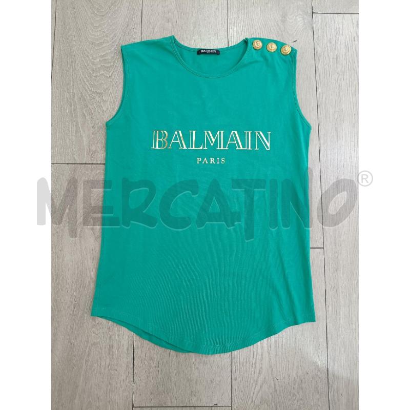 CANOTTA DONNA BALMAIN VERDE SCRITTA DORATA | Mercatino dell'Usato Roma gregorio vii 1