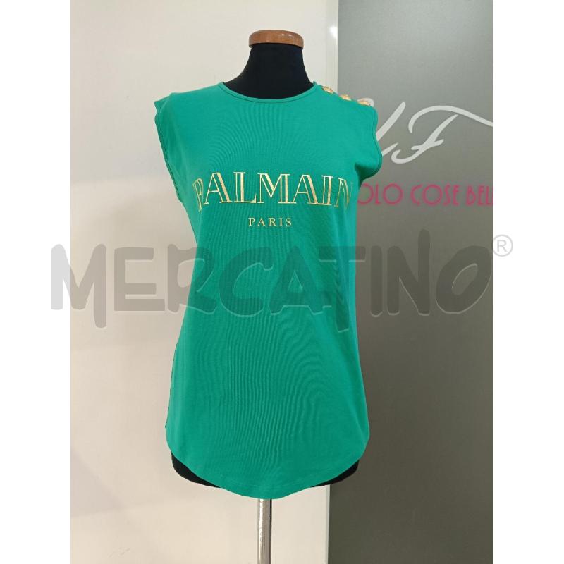 CANOTTA DONNA BALMAIN VERDE SCRITTA DORATA | Mercatino dell'Usato Roma gregorio vii 3