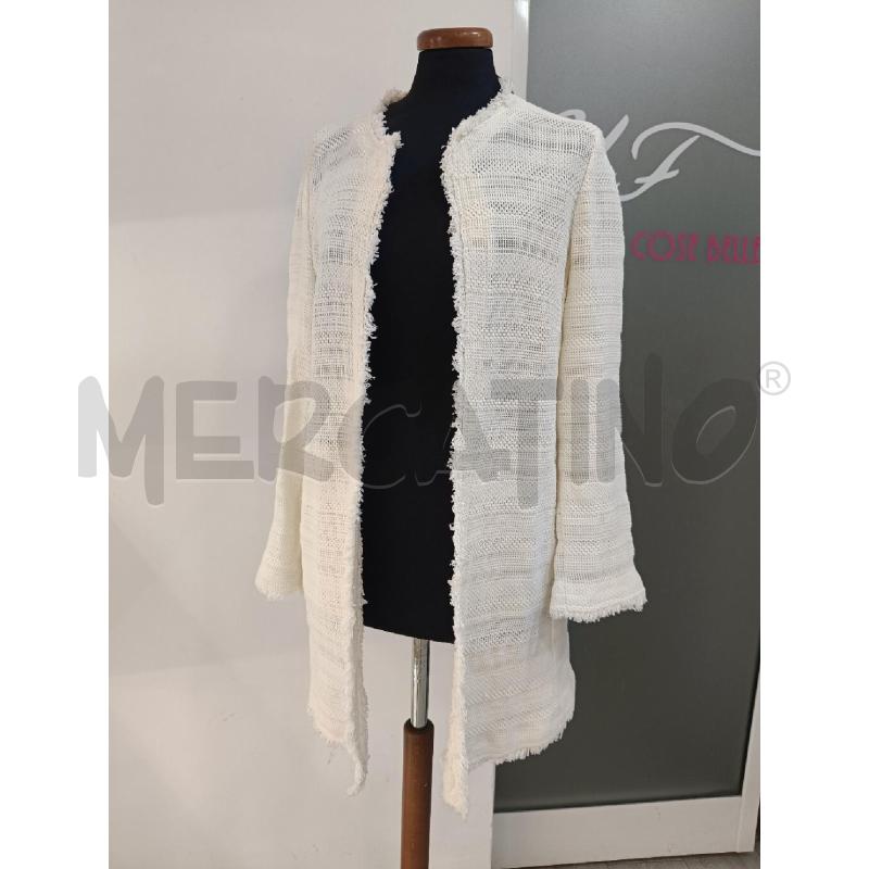 CARDIGAN DIFF TESSILE IN BOUCLE BIANCO CALDO LUNGO  | Mercatino dell'Usato Roma gregorio vii 1