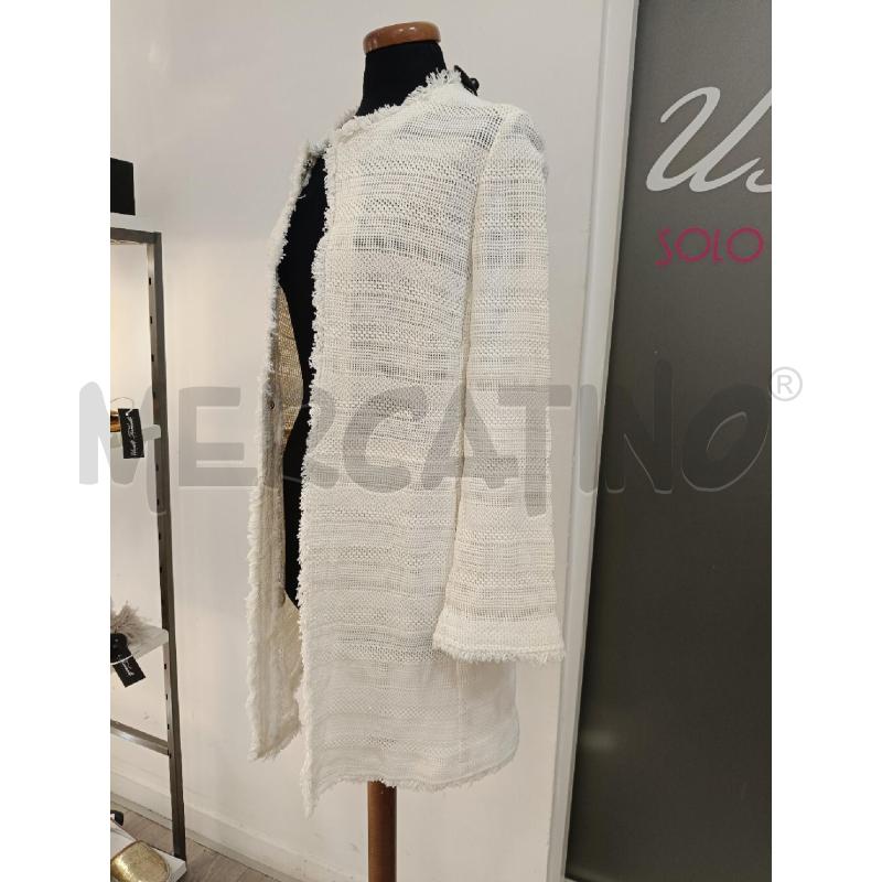 CARDIGAN DIFF TESSILE IN BOUCLE BIANCO CALDO LUNGO  | Mercatino dell'Usato Roma gregorio vii 2