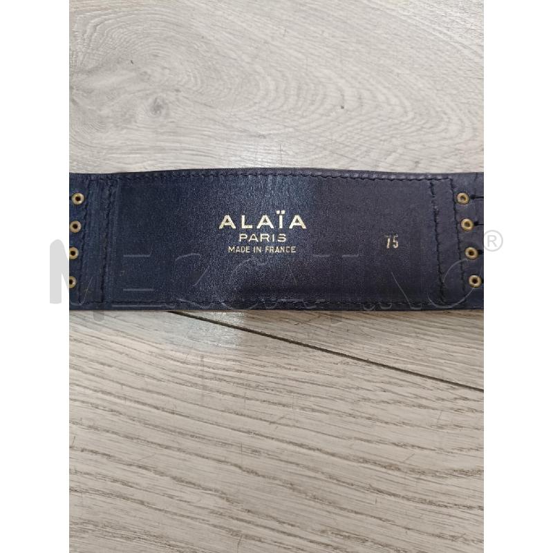CINTURA ALAIA PARIS BLU FETTUCCIE METALLO DORATO | Mercatino dell'Usato Roma gregorio vii 4