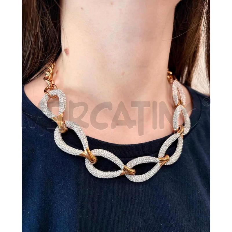 COLLANA SWAROVSKY CATENA BRONZO OVALI STRASS CRISTALLI | Mercatino dell'Usato Roma gregorio vii 2