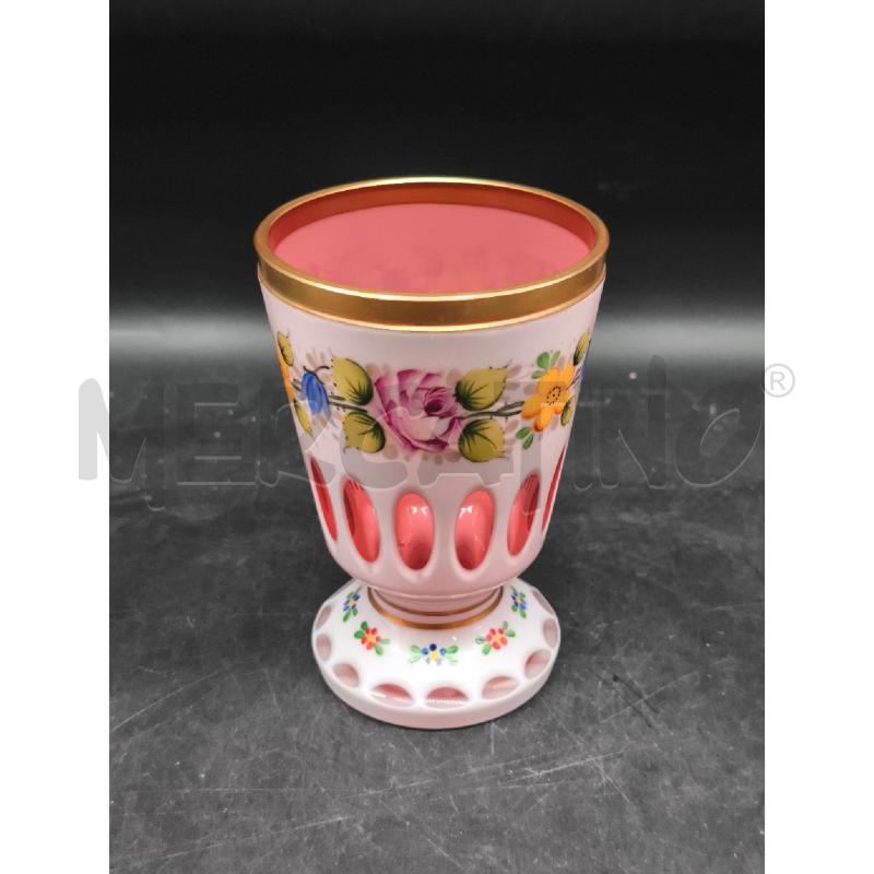 COPPA CRISTALLO ROSA FIORI DIPINTI  | Mercatino dell'Usato Roma gregorio vii 2