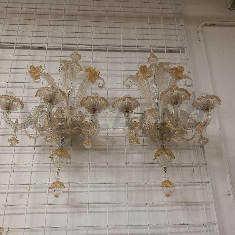 COPPIA APPLIQUE MURANO DORATO 3 LUCI CADAUNA | Mercatino dell'Usato Roma gregorio vii 1