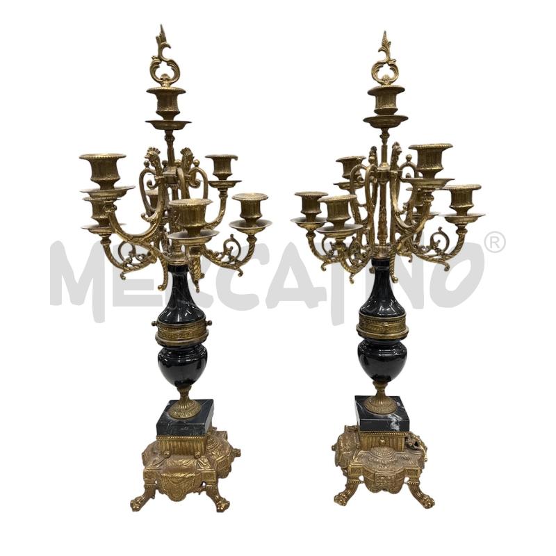 COPPIA CANDELABRI MARMO NERO DECORI DORATI | Mercatino dell'Usato Roma gregorio vii 1