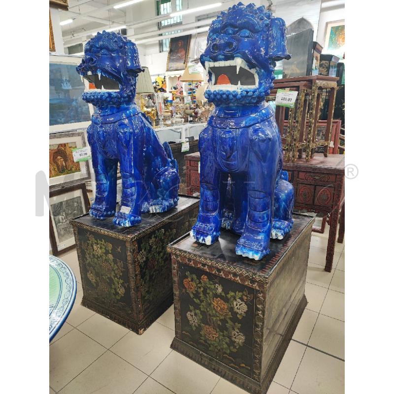 COPPIA CANI FOO CINESI BLU+BASI DECORATE | Mercatino dell'Usato Roma gregorio vii 1