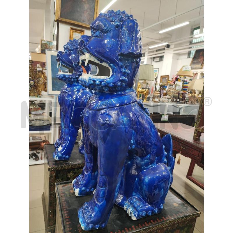 COPPIA CANI FOO CINESI BLU+BASI DECORATE | Mercatino dell'Usato Roma gregorio vii 3