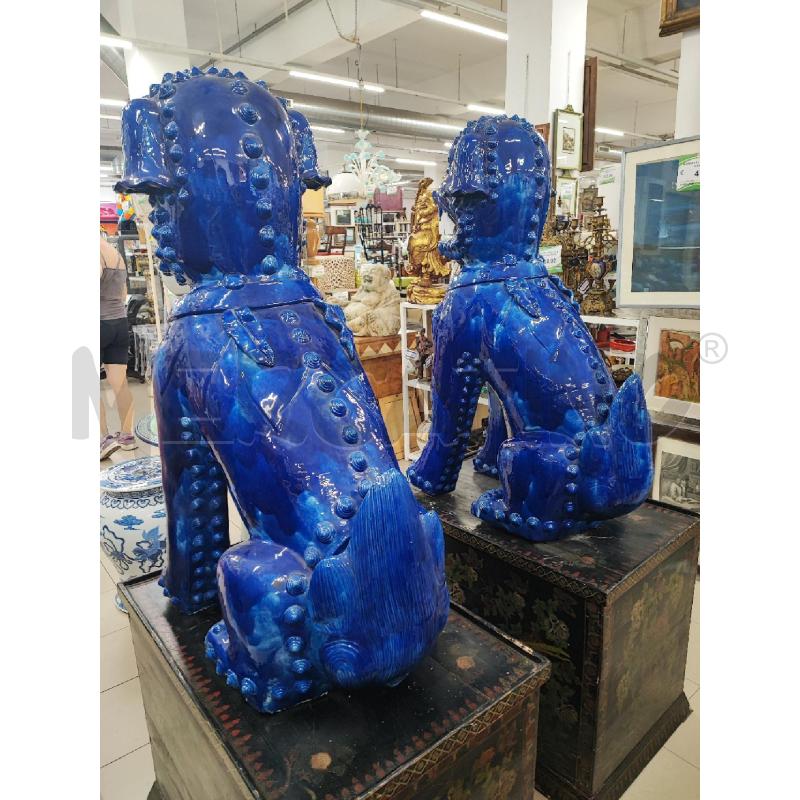 COPPIA CANI FOO CINESI BLU+BASI DECORATE | Mercatino dell'Usato Roma gregorio vii 5