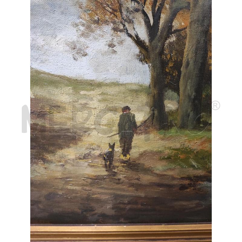 DIPINTO BOSCO UOMO CON CANE CORN LAVORAT | Mercatino dell'Usato Roma gregorio vii 2