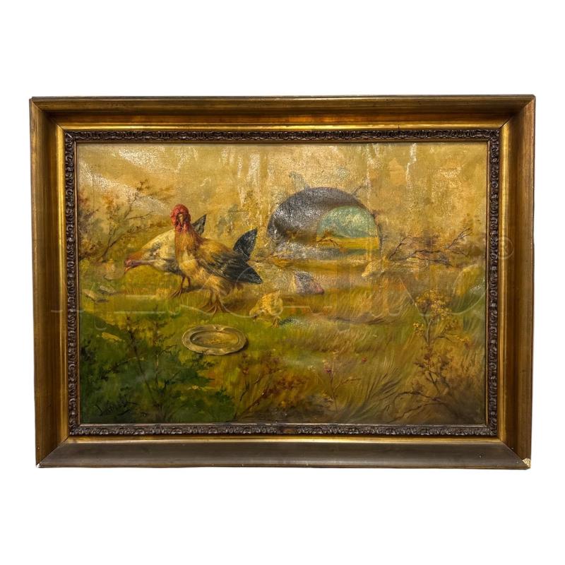DIPINTO GALLINE CON PULCINI C DOR  | Mercatino dell'Usato Roma gregorio vii 1