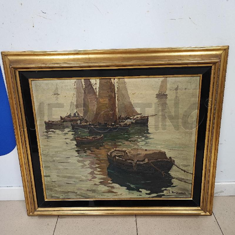 DIPINTO OLIO SU TAVOLA BARCA MAIORANI  | Mercatino dell'Usato Roma gregorio vii 1