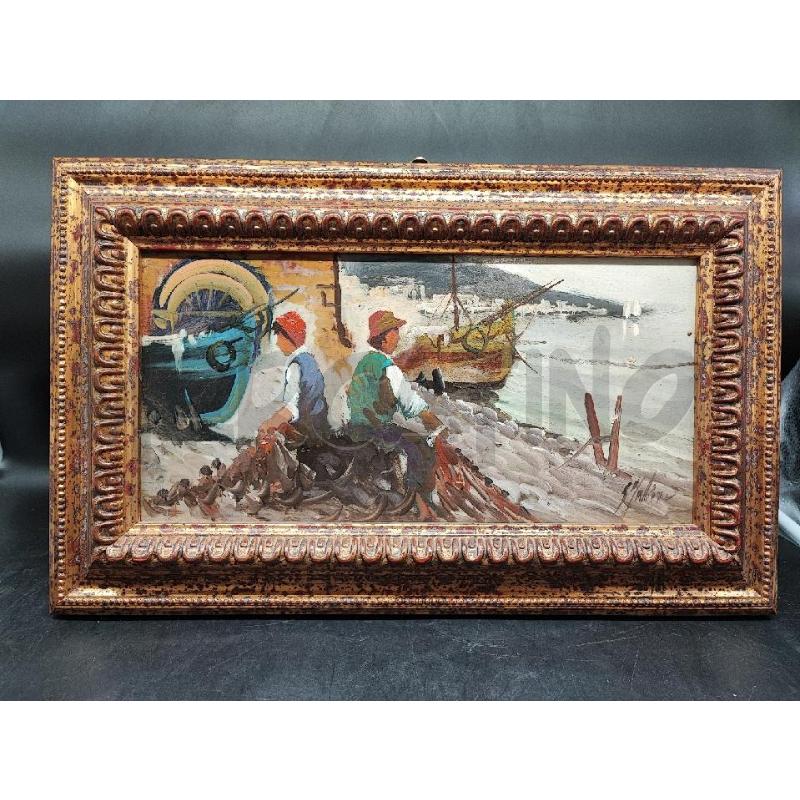DIPINTO PICCOLO SU LEGNO PESCATORI  | Mercatino dell'Usato Roma gregorio vii 1