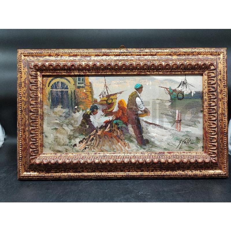 DIPINTO PICCOLO SU LEGNO PESCATORI  | Mercatino dell'Usato Roma gregorio vii 1