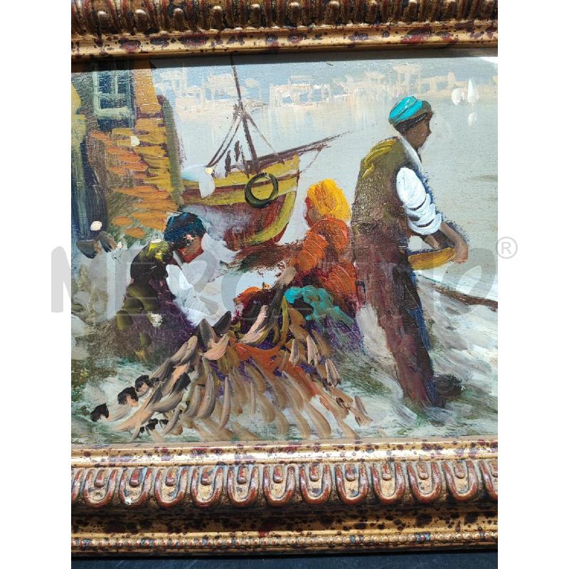 DIPINTO PICCOLO SU LEGNO PESCATORI  | Mercatino dell'Usato Roma gregorio vii 2