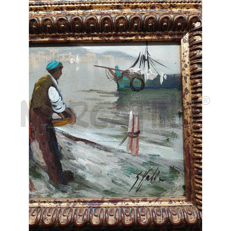 DIPINTO PICCOLO SU LEGNO PESCATORI  | Mercatino dell'Usato Roma gregorio vii 3