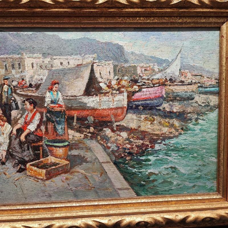 DIPINTO PORTO DONNE MERCATO  | Mercatino dell'Usato Roma gregorio vii 3