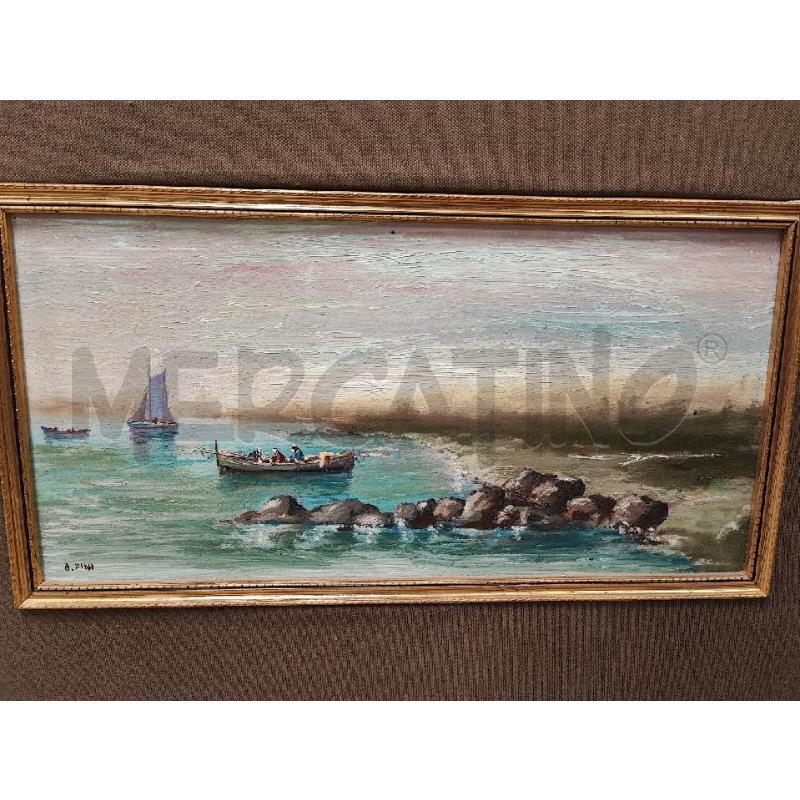DIPINTO SU LEGNO BARCA SUL MARE  | Mercatino dell'Usato Roma gregorio vii 2