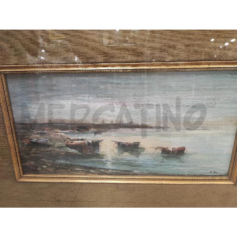 DIPINTO SU LEGNO BARCHE SUL MOLO  | Mercatino dell'Usato Roma gregorio vii 2