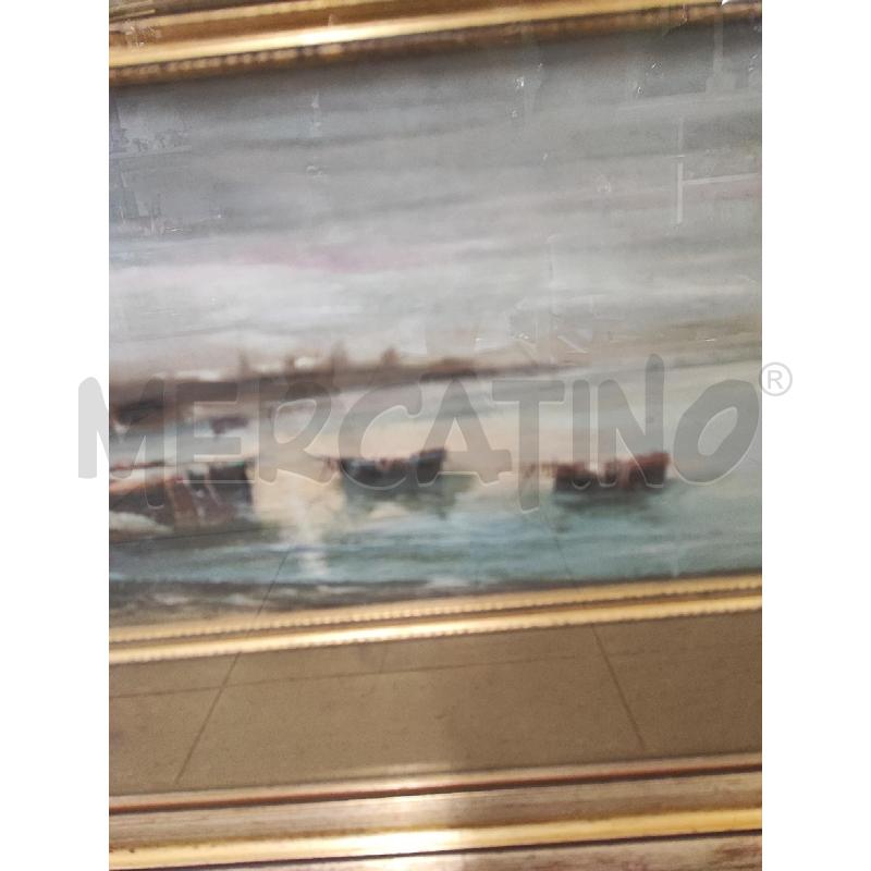 DIPINTO SU LEGNO BARCHE SUL MOLO  | Mercatino dell'Usato Roma gregorio vii 4