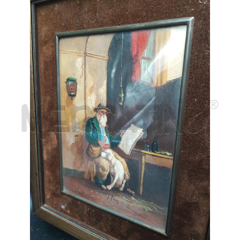 DIPINTO SU RAME UOMO CON CANE  | Mercatino dell'Usato Roma gregorio vii 2