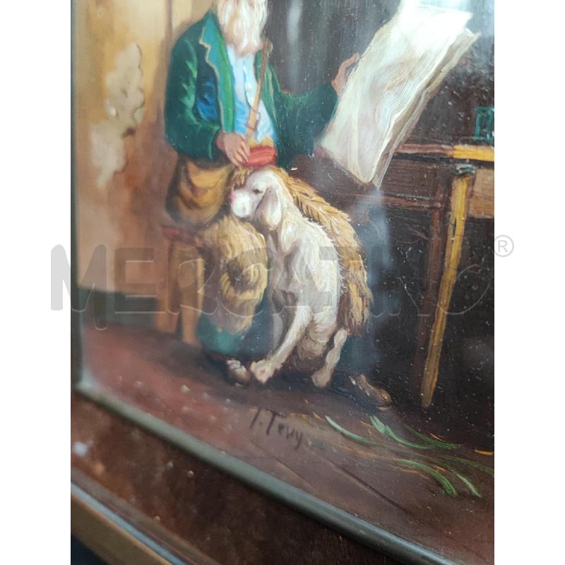 DIPINTO SU RAME UOMO CON CANE  | Mercatino dell'Usato Roma gregorio vii 3