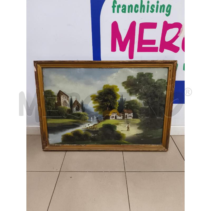DIPINTO SU VETRO PAESAGGIO CHIESA 45X65 | Mercatino dell'Usato Roma gregorio vii 1